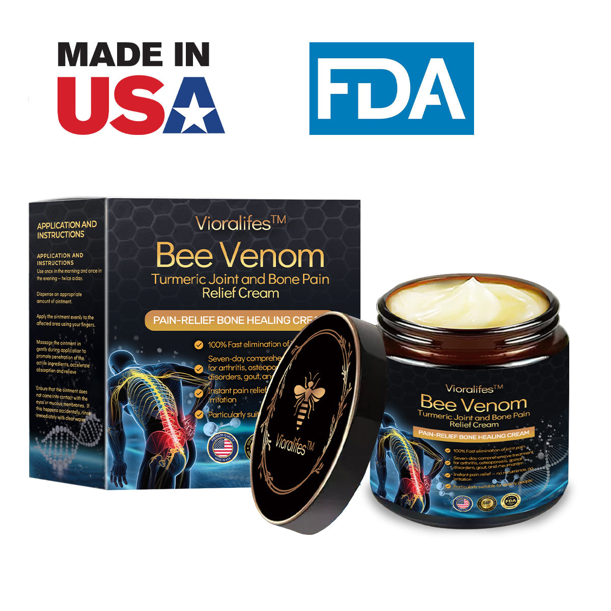 Official Store: Vioralifes™ Bee Venom and Turmeric Joint and Bone Pain Relief Cream 👨⚕️ Approved by the American Academy of Orthopaedic Surgeons (AAOS)