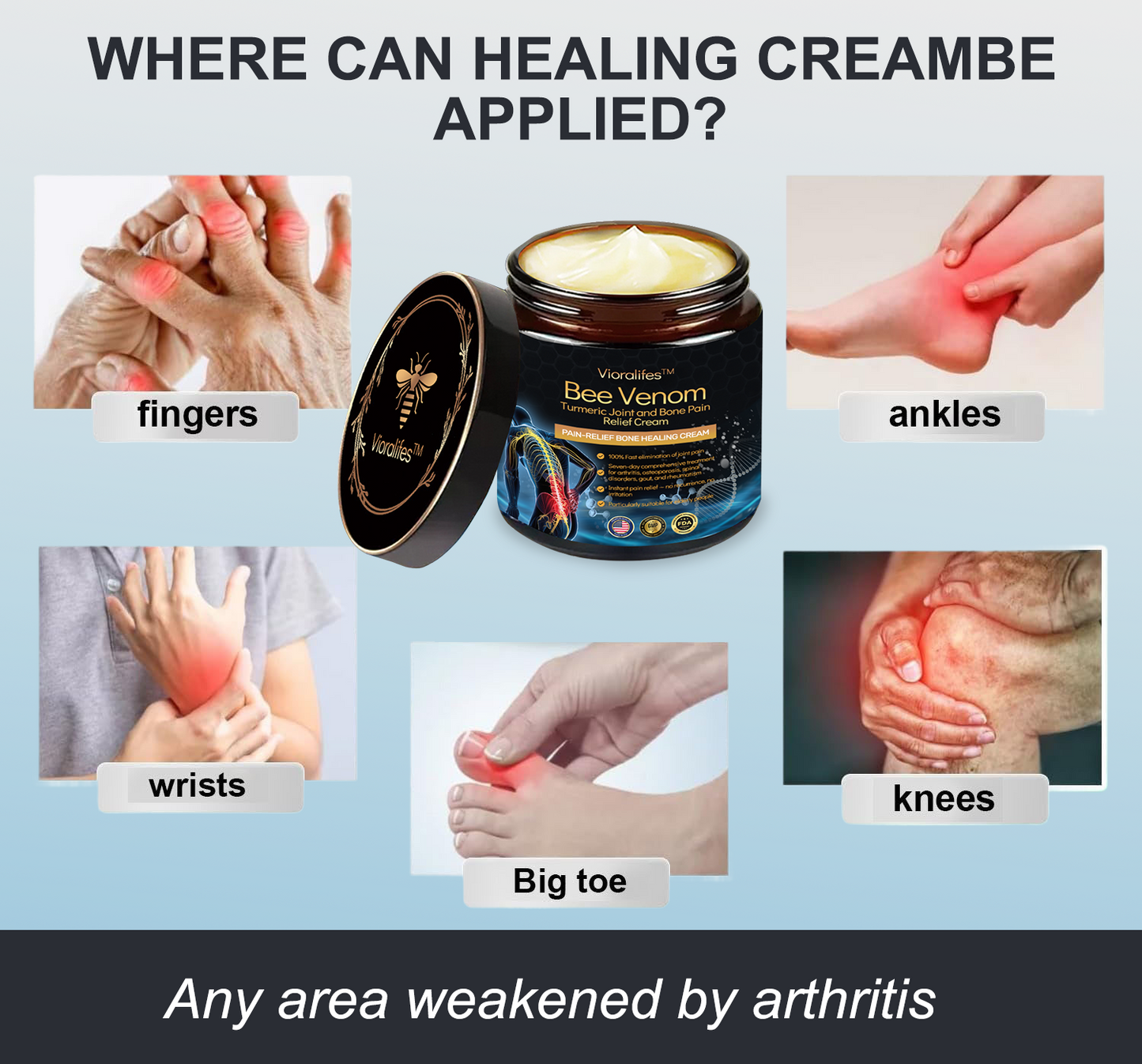 Official Store: Vioralifes™ Bee Venom and Turmeric Joint and Bone Pain Relief Cream 👨⚕️ Approved by the American Academy of Orthopaedic Surgeons (AAOS)