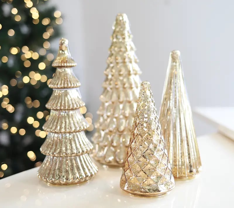 BFF Collection Set of 5 Illuminated Mercury Glass Trees