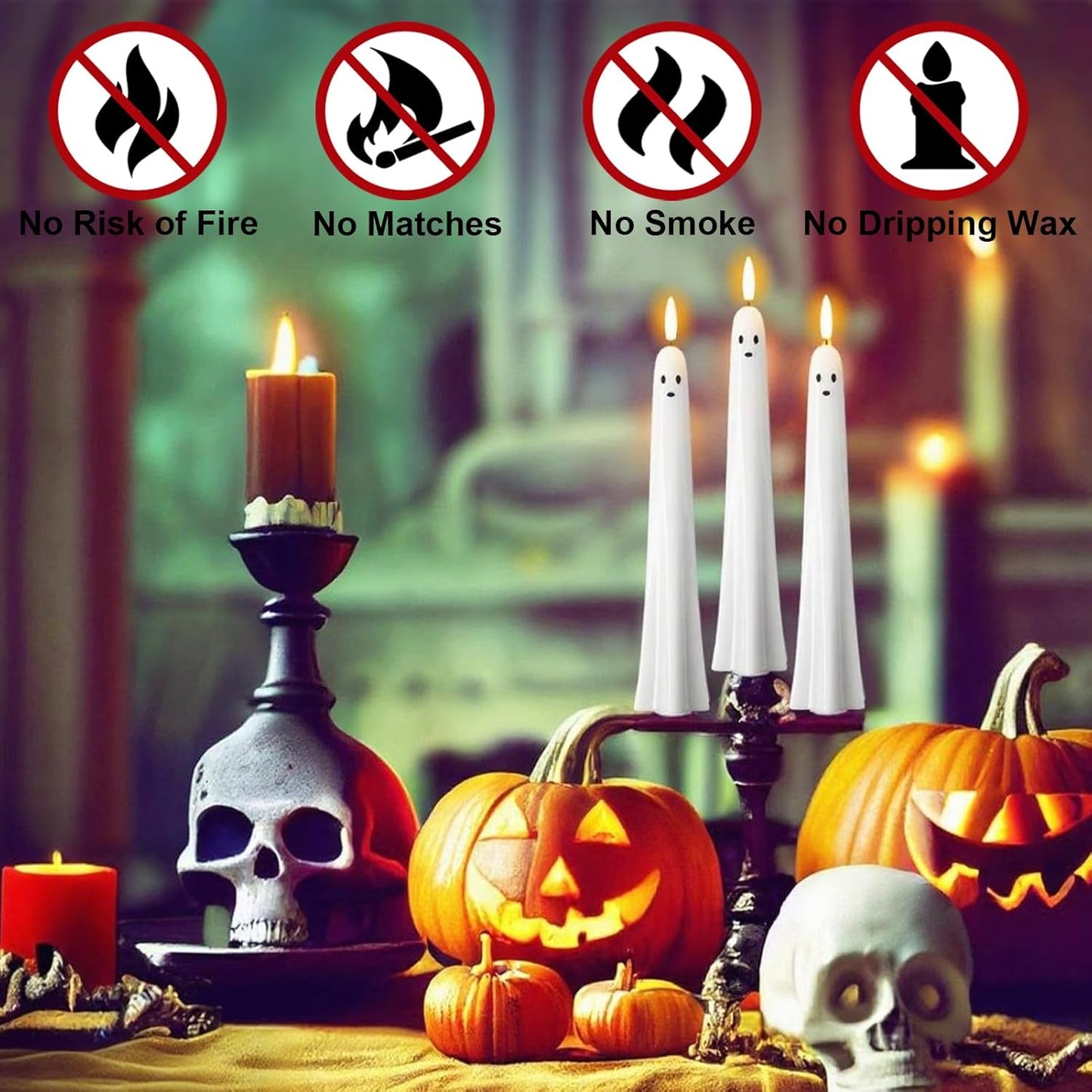 🏆50K+ SOLD! Almost Gone 👻Ghost Flameless Taper Candles with Remote and Timer