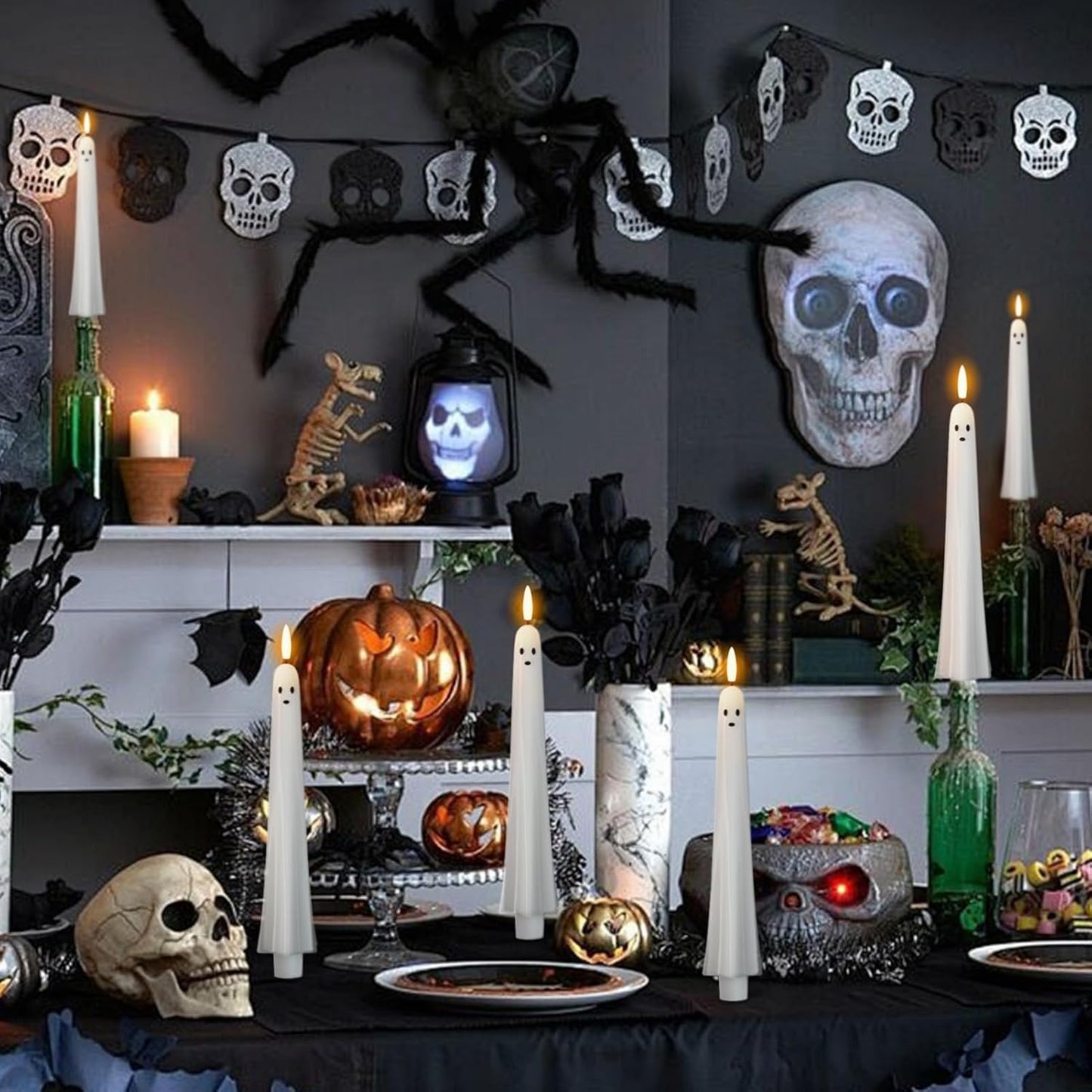 🏆50K+ SOLD! Almost Gone 👻Ghost Flameless Taper Candles with Remote and Timer